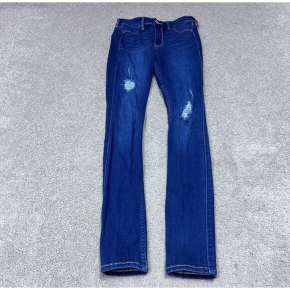 Hollister Ultra High Rise Jegging Distressed Faux Pockets Blue Size 1 - Picture 1 of 13